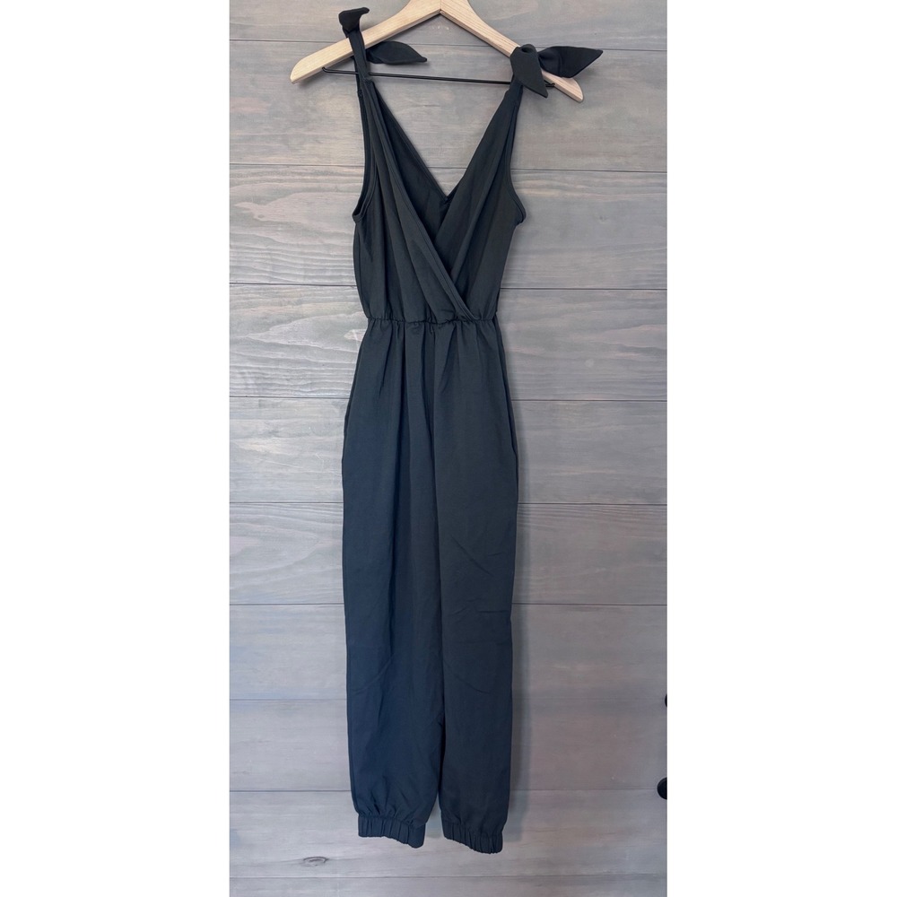 Sozy Maeve Jumpsuit Navy Blue Organic Cotton Tie Shoulder Jogger SZJU60290 Small - Picture 2 of 5